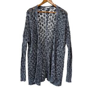 American Eagle Open Knit Gray Cardigan Boho Festival Layering Cotton Sweater M